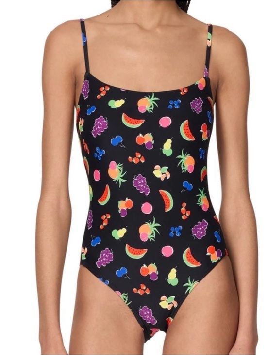 kate spade Other - KATE SPADE Black One-Piece Swimsuit with Neon Fruit Print STYLE #S4D484